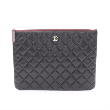 CHANEL Matelasse business clutch bag leather Black Used Women GHW COCO CC