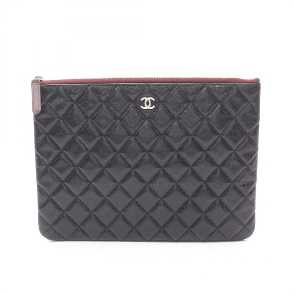 CHANEL Matelasse business clutch bag leather Black Used Women GHW COCO CC