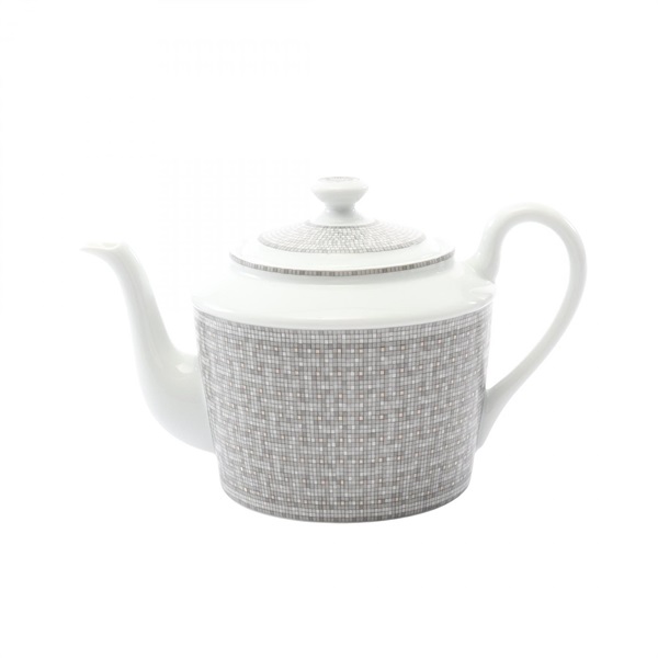 HERMES Tea pot Mosaic 24 Tableware Pottery White Gray Used unisex