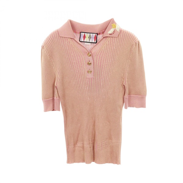 GUCCI Lovelight Polo shirt knitwear M size Rayon Pink Beige Used Women