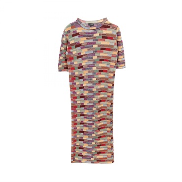 CHANEL COCO Mark button Dress wool silk cashmere Multicolor Used Women #36 CC