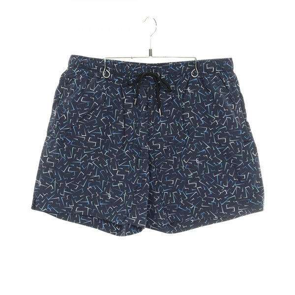 HERMES H pattern swimwear Pants Nylon Navy Blue Used mens size XXL