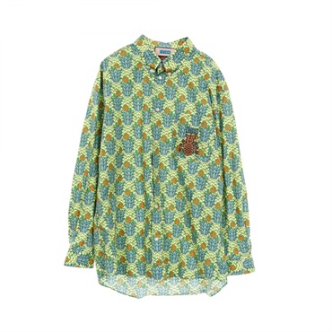 GUCCI Long Sleeve Print Shirt Cotton Green Multicolor Size 50 Used Mens