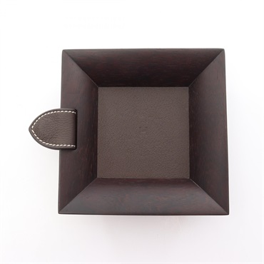 HERMES Vidposh Square Atrium PM tray leather Wood Brown Used unisex