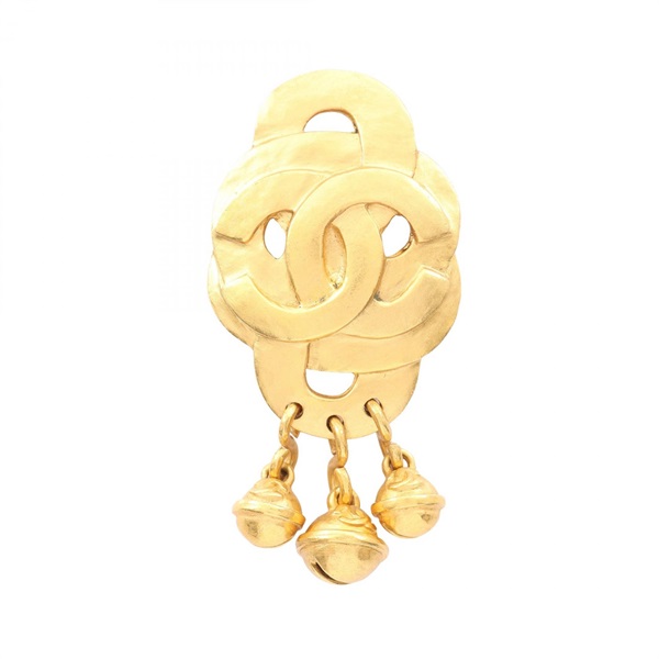 CHANEL COCO Mark Brooch pin Gold Plated Used CC