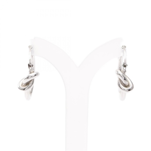 CELINE Knot Small Hoop Pierced Earrings Stainless Steel Used Women 23 x 23mm