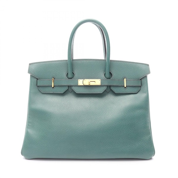 HERMES Birkin 35 Handbag Ardennes leather Green Vert benghal GHW Used Women X