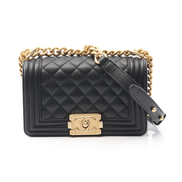 CHANEL Boy Chanel Small chain Shoulder Bag A67085 Grained Calf Black Used GHW
