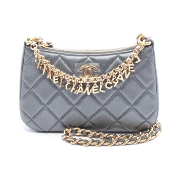 CHANEL Matelasse COCO Mark Chain Shoulder Bag AP3847 Lamb leather Gray Used CC
