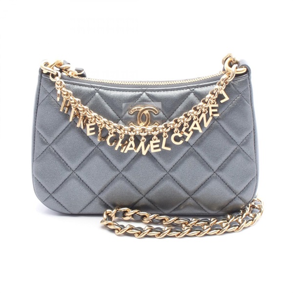 CHANEL Matelasse COCO Mark Chain Shoulder Bag AP3847 Lamb leather Gray Used CC