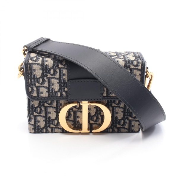 Christian Dior 30 MONTAIGNE Box Bag Oblique Jacquard Shoulder Bag canvas navy