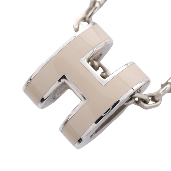 HERMES MINI POP H Necklace pendant 40cm Stainless Steel Beige Used