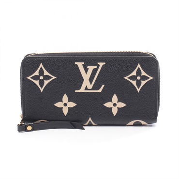 LOUIS VUITTON Zippy Wallet Bicolor M80481 Monogram empreinte leather Black Beige