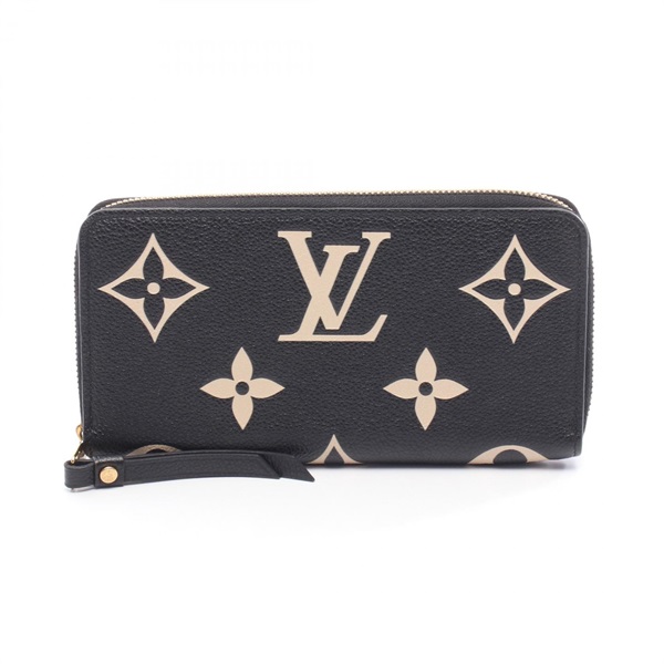 LOUIS VUITTON Zippy Wallet Bicolor M80481 Monogram empreinte leather Black Beige