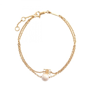 CELINE Les Perles Bracelet Gold Plated Artificial pearl White Used Women 17cm