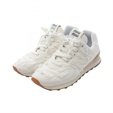 Miu Miu New Balance Sneakers Shoes #40 1/2 Fabric White Used Women