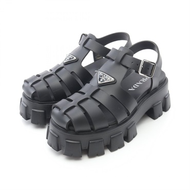 PRADA Monolith Sandals Rubber Black #5 Used Women
