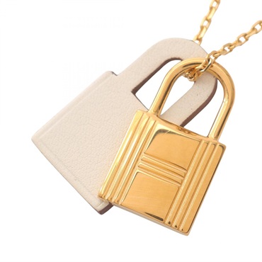 HERMES O'Kelly Necklace Pendant Necklace Gold Plated Beige Used women GHW