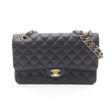 CHANEL Matelasse W flap chain Shoulder Bag A01112 leather Black Used Women GHW