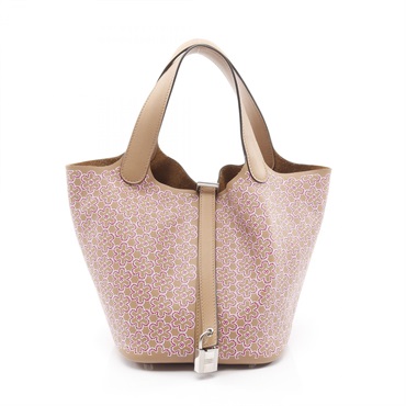 HERMES Picotin Lock PM Lucky Daisy Handbag U Swift leather Chai Rose SHW Used