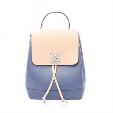 LOUIS VUITTON Lockme Rucksack Backpack M41817 leather Blue Beige Used Women LV