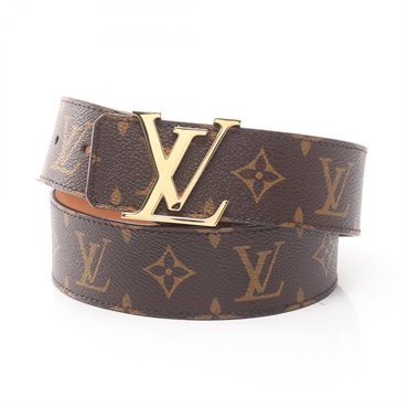 LOUIS VUITTON LV Initial Ceinture 40mm belt #85 Monogram leather PVC Brown Used