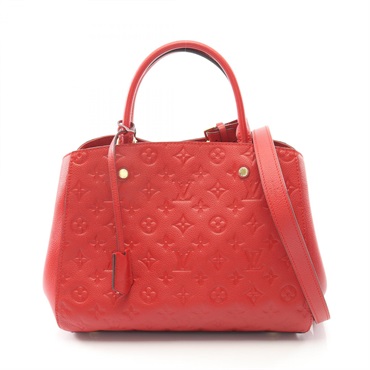 LOUIS VUITTON Montaigne MM Shoulder Handbag M41194 Monogram empreinte Red Used