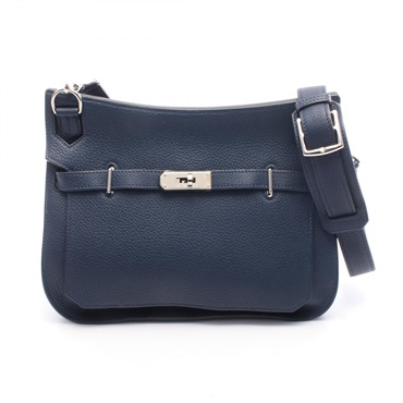 HERMES Jypsiere28 Shoulder Bag Clemence leather Navy Blue de presse Used N SHW