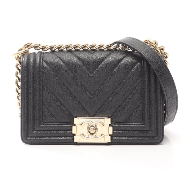 CHANEL Boy Chanel Small chain shoulder Bag A67085 Grained Calf Black Used GHW CC