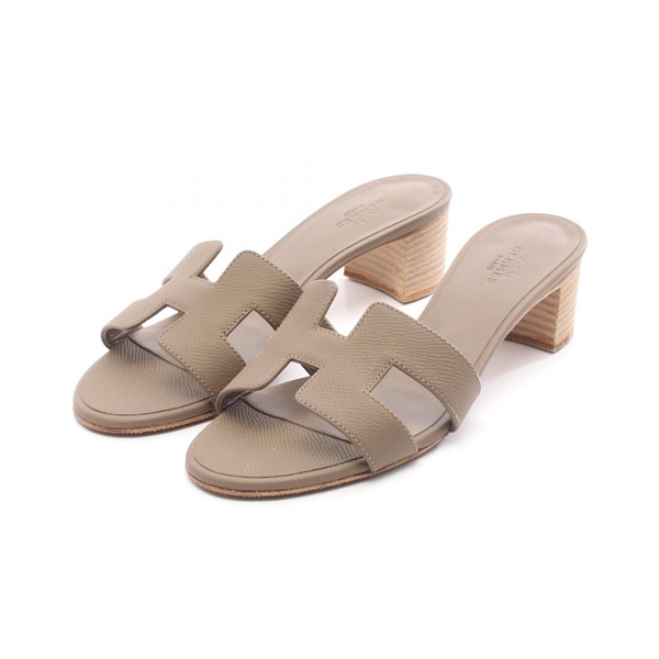 HERMES Oasis Sandals #36 shoe sheels mules AF151215 leather Gray Used Women
