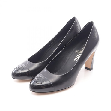 CHANEL COCO Mark pumps shoes heels #36.5C Patent leather Black Used Women