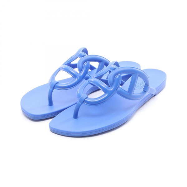 HERMES Egerie Chaine d'Ancre Sandals #36 rubber Blue Used Women