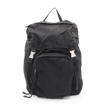 PRADA Rucksack Backpack Nylon Black logo Used Women