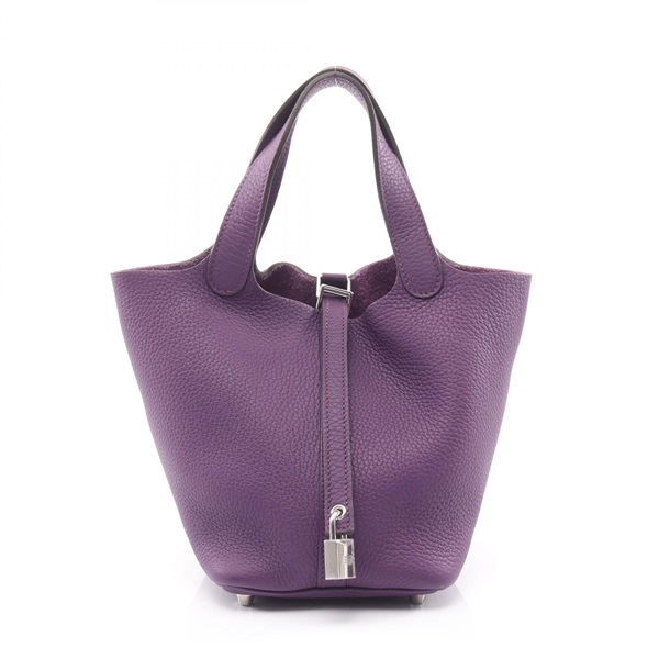 HERMES Picotin Lock PM tote Handbag P Taurillon Clemence Ultraviolet Used SHW