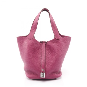 HERMES Picotin Lock MM tote Handbag O Taurillon Clemence Tosca Used Women SHW