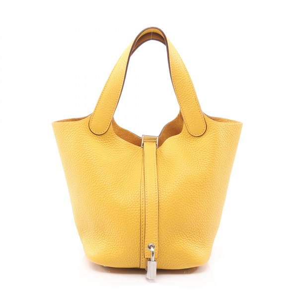 HERMES Picotin Lock PM tote Handbag M Taurillon Clemence leather Soleil Used SHW