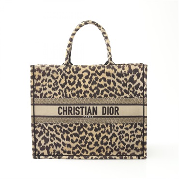 Christian Dior BOOK TOTE Large Bag leopard M1286ZRHM-M19 canvas Beige Black used