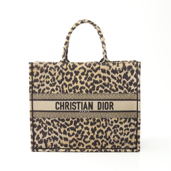 Christian Dior BOOK TOTE Large Bag leopard M1286ZRHM-M19 canvas Beige Black used