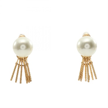 Dior J'ADIOR Tribal Pierced earrings Gold Plated Artificial pearl White Used