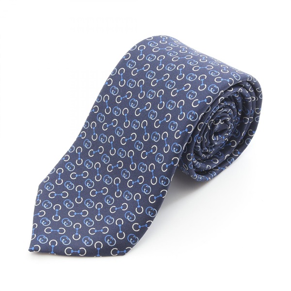 GUCCI Interlocking G Tie silk Navy Blue Used mens