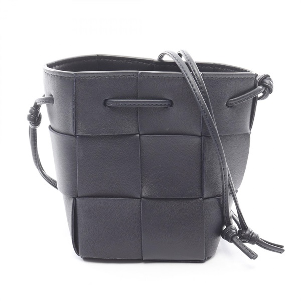 BOTTEGA VENETA Cassette Mini Crossbody Bucket Shoulder Bag leather Navy Used