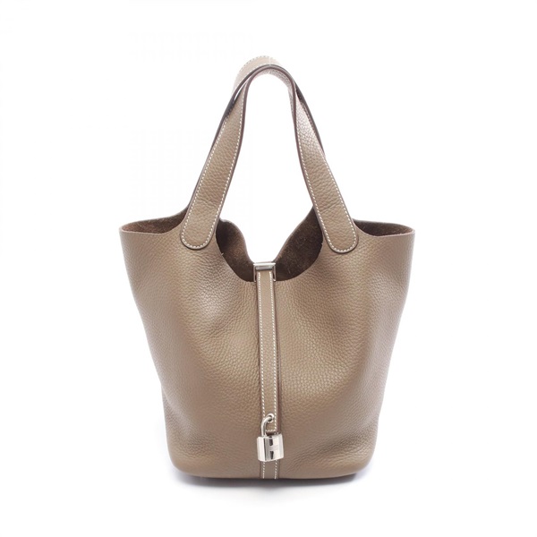 HERMES Picotin Lock MM Tote Handbag Clemence leather Gray Etoupe Grey SHW W Used