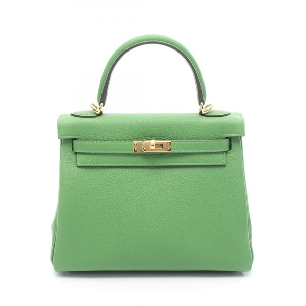 HERMES Kelly 25 Shoulder Handbag Togo leather Green Vert Yucca Used Women GHW W