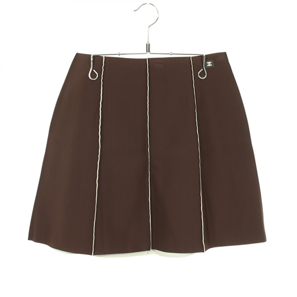 CHANEL COCO Mark Mini skirt P13086V07491 Nylon Brown #38 Used Women
