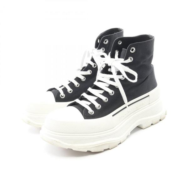 Alexander McQueen TREAD SLICK Platform Sneakers Canvas Black White #42 Used Mens