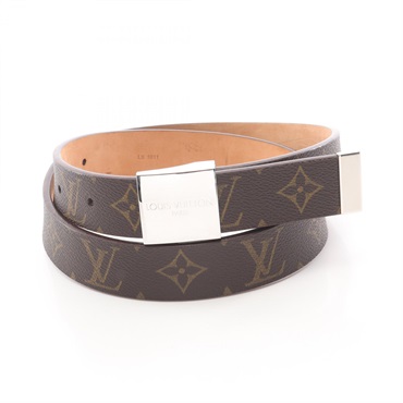 LOUIS VUITTON Ceinture Carre Belt M6801 Monogram leather canvas Brown Used Women