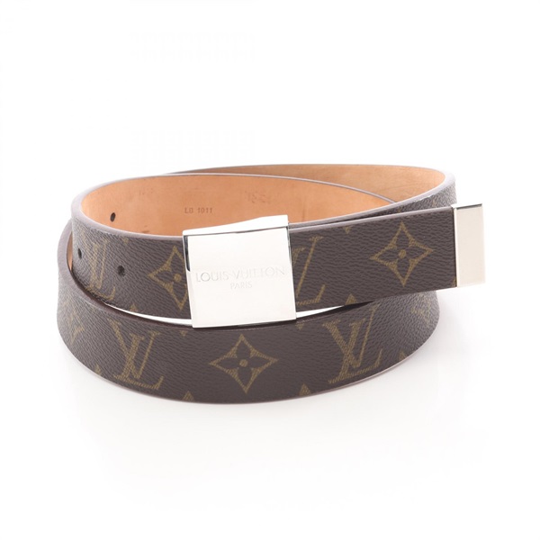 LOUIS VUITTON Ceinture Carre Belt M6801 Monogram leather canvas Brown Used Women