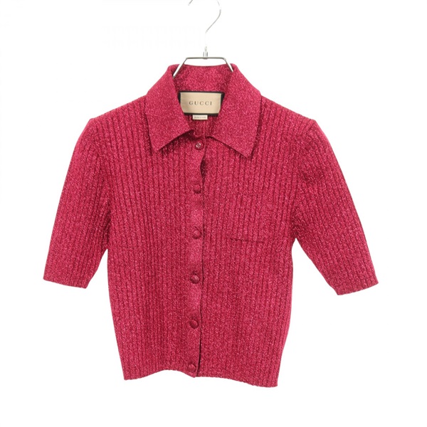 GUCCI Short sleeve knitwear shirt 782111 Rayon Pink Women size L