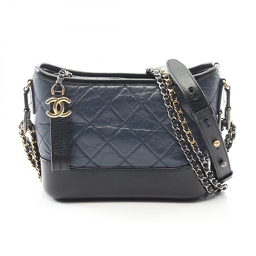 CHANEL Gabrielle De Chanel Small Hobo Chain Shoulder Bag A91810 leather Navy CC