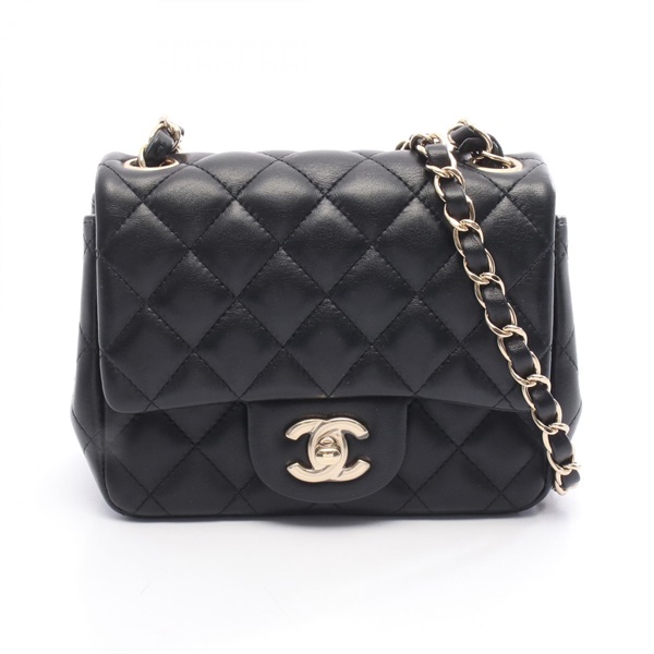 CHANEL Mini Matelasse Chain Shoulder Crossbody Bag A35200 leather Black Used CC